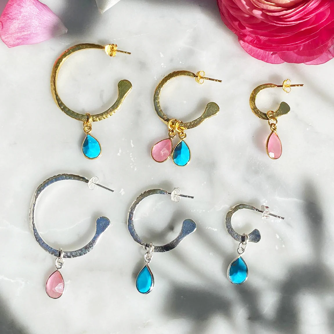 Bowie Medium Silver Hoop Earrings - Image 3