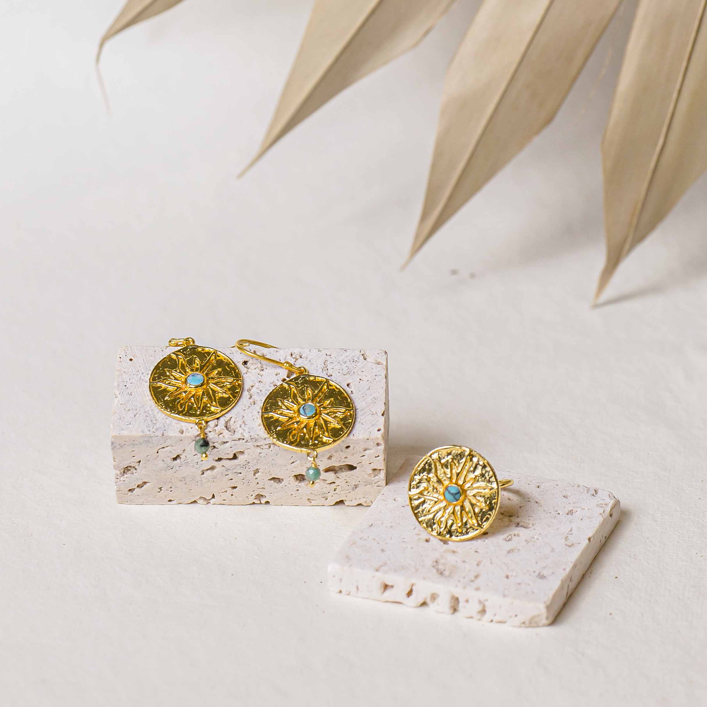 Corfu Gold Sun Coin Ring - Image 4