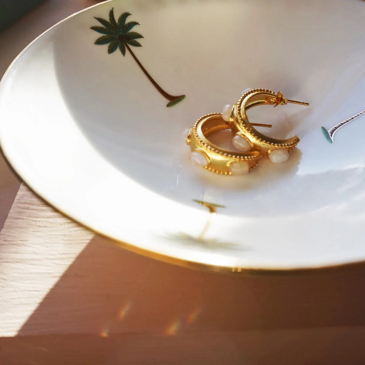 Daphne White Moonstone Hoop Earrings - Image 3