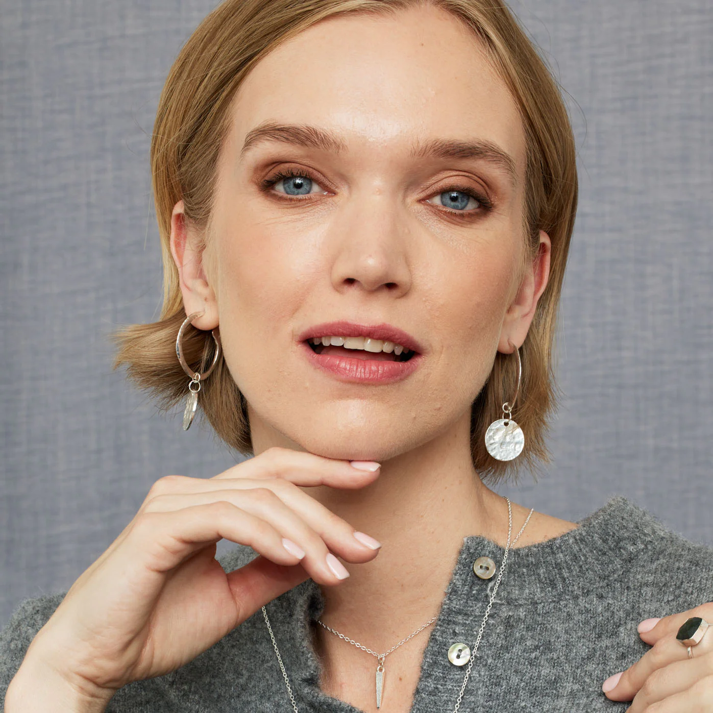 Esmeralda Silver Hoop and Coin Earrings - Image 3