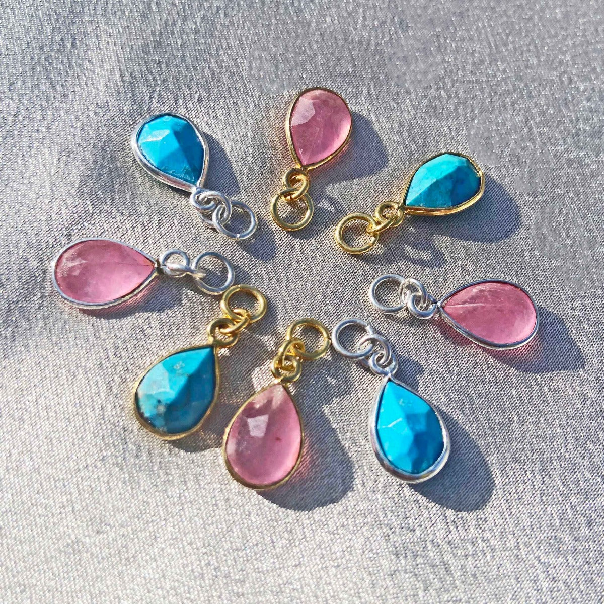 Joy Pink Jade Charm Pair - Gold - Image 3