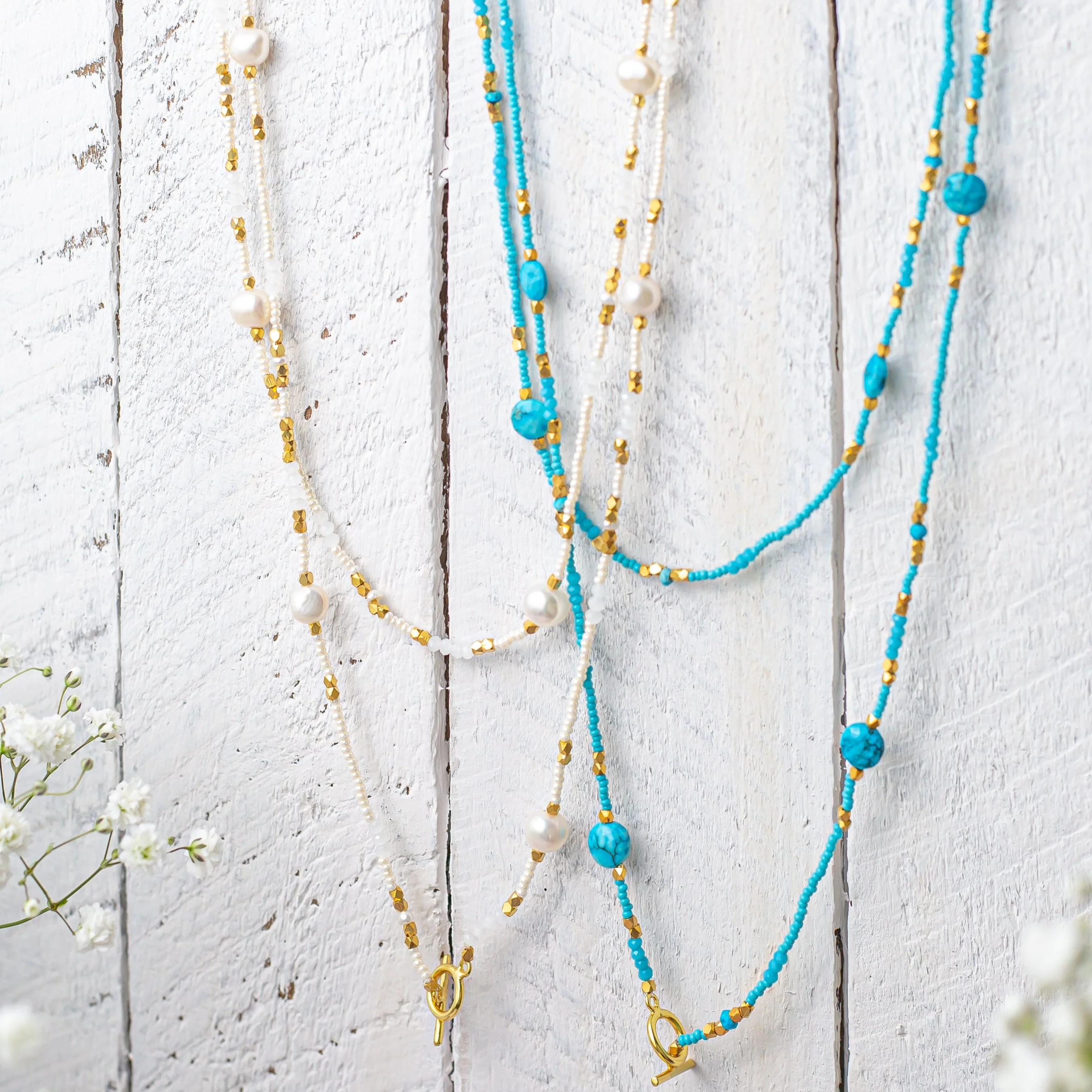 Kiara Long Necklace White - Image 3