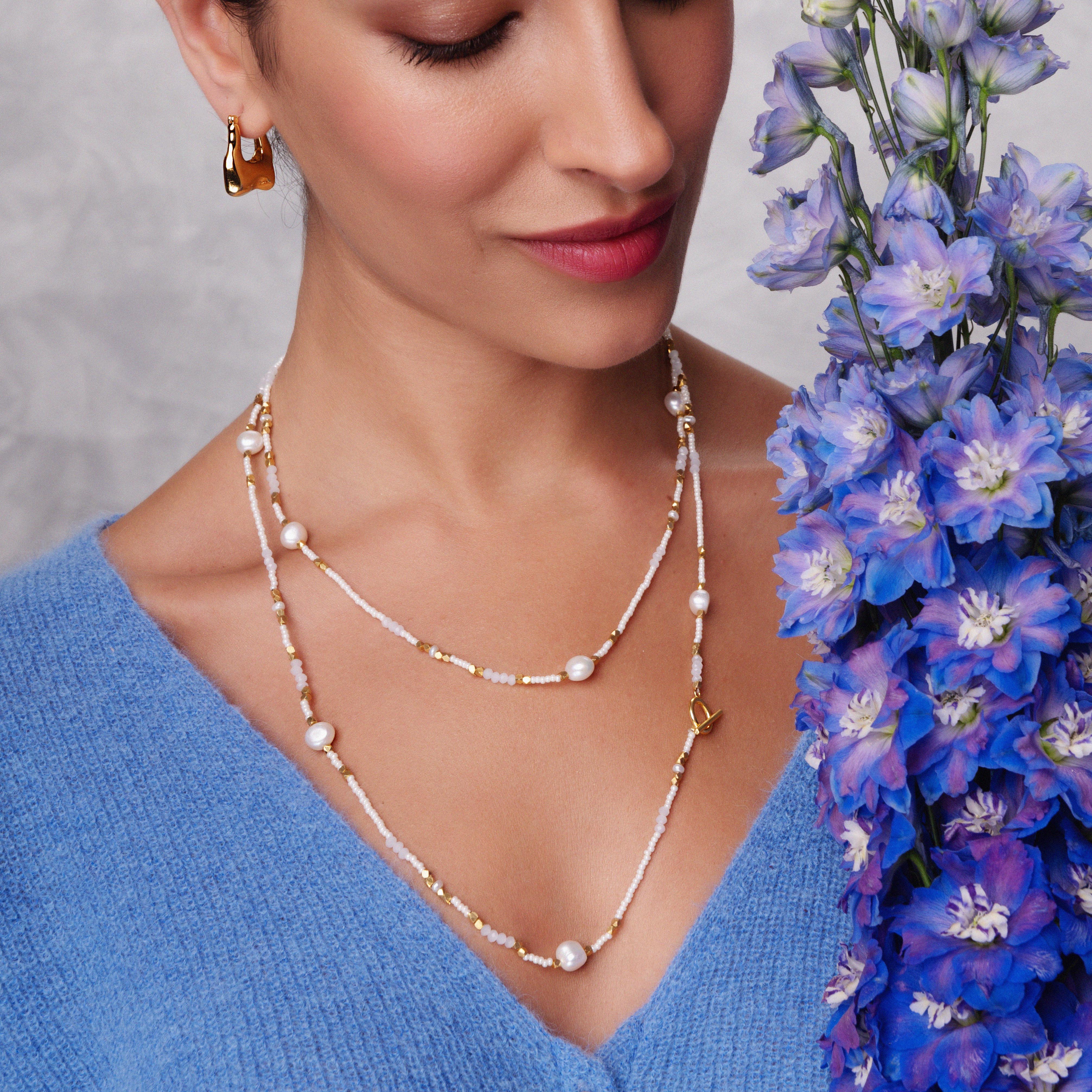 Kiara Long Necklace White - Image 4