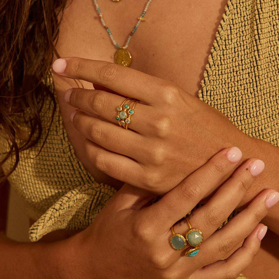 Porto Turquoise Stacking Ring Set - Image 3