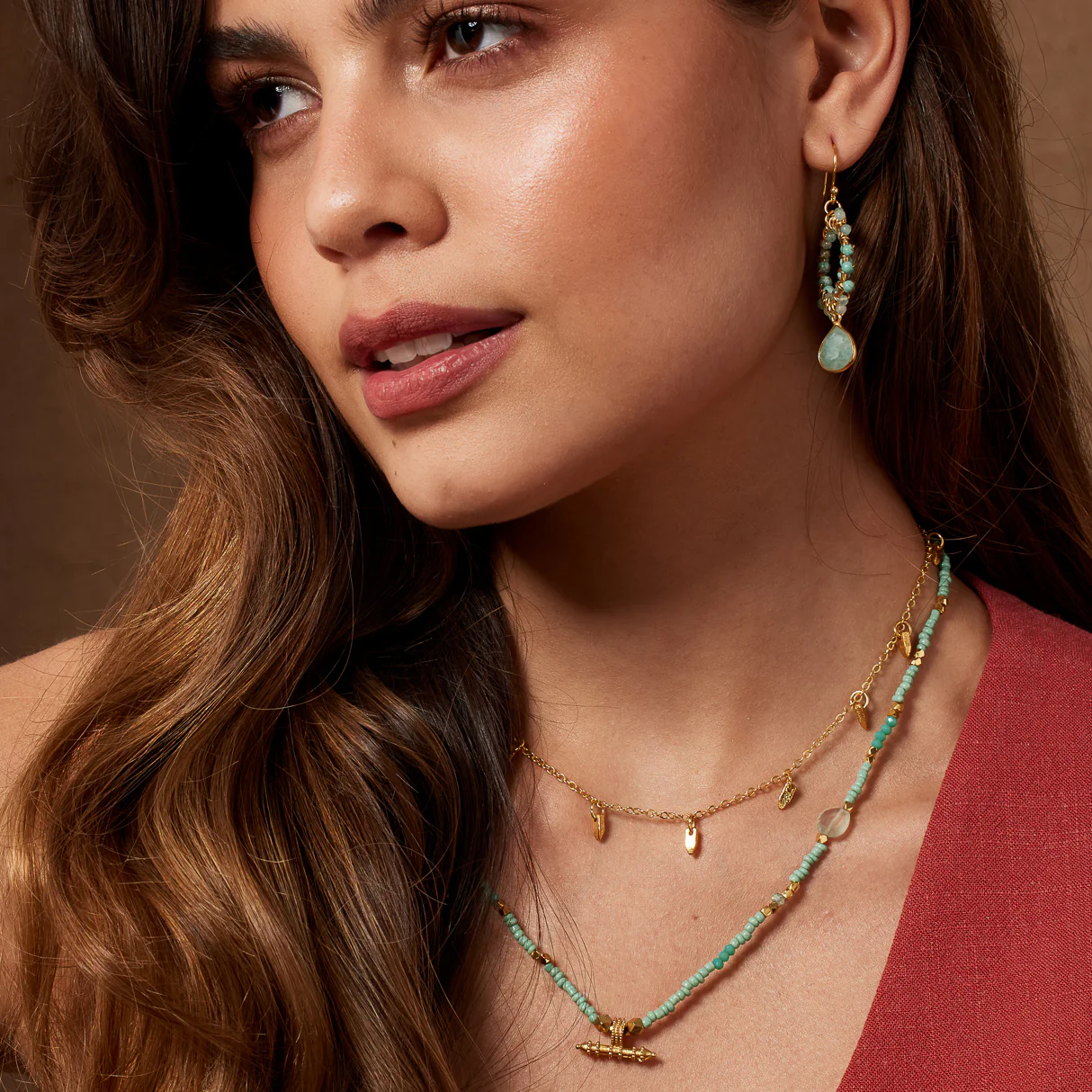 Sadie Aqua Beaded Necklace - Image 3