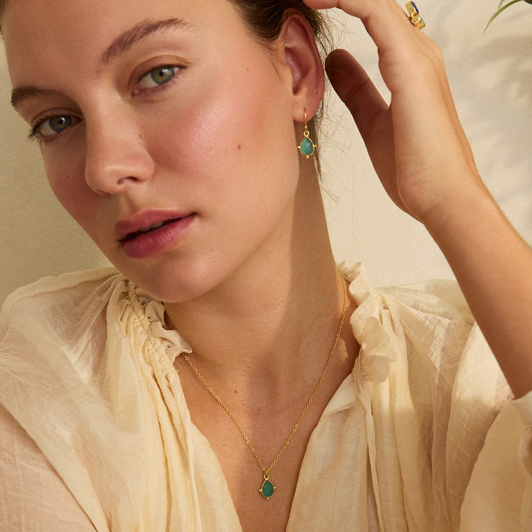 Snowdrop Aqua Chalcedony Earrings - Image 3